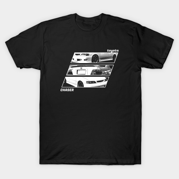 TOYOTA CHASER JZX100 Black 'N White Archive 2 (Black Version) T-Shirt by Cero